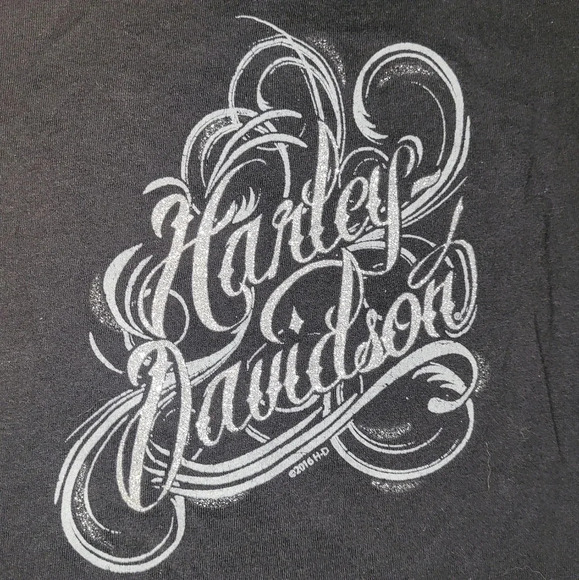Harley-Davidson Black Gray Lace Wings Silver Glitter Size Medium Cherokee NC - Picture 8 of 9